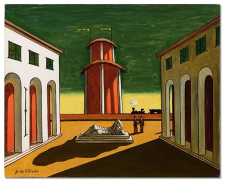 Giorgio De Chirico "Piazza d'Italia" fine anni '60
olio su tela
cm 40x50
Firmato
