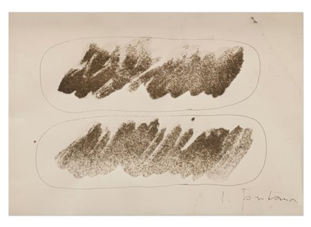 Lucio Fontana "Concetto spaziale" 1962-63
inchiostro e lustrini su carta applica