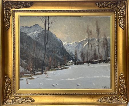Carlo Musso Torino 1907 - 1968, Paesaggio innevato della Val d’Ayas
