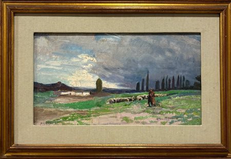 Giulio Boetto Torino 1894 - 1967, Paesaggio con armenti