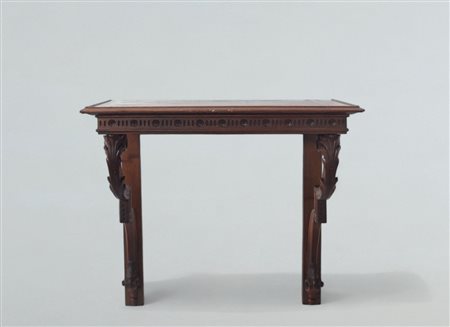 Console pensile in noce intagliato