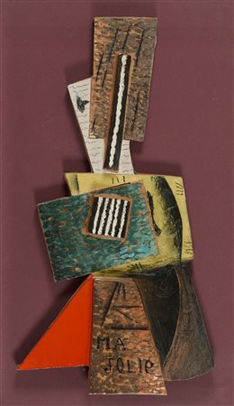 Aldo Mondino (Torino, 1938 - Torino, 2005) Ma jolie Legni colorati e ceramica...