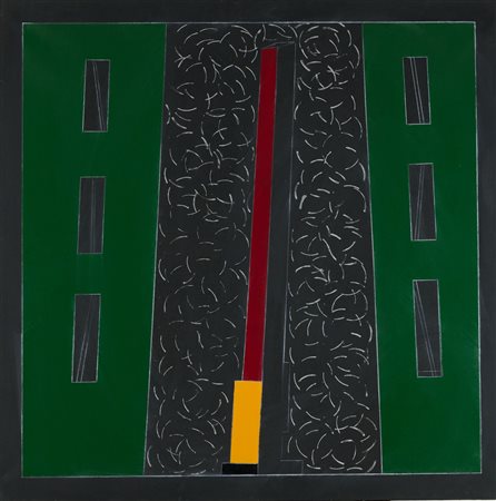 Franco Angeli (Roma, 1935 - 1988) Torre Velasca 1987-88 Olio su tela cm....