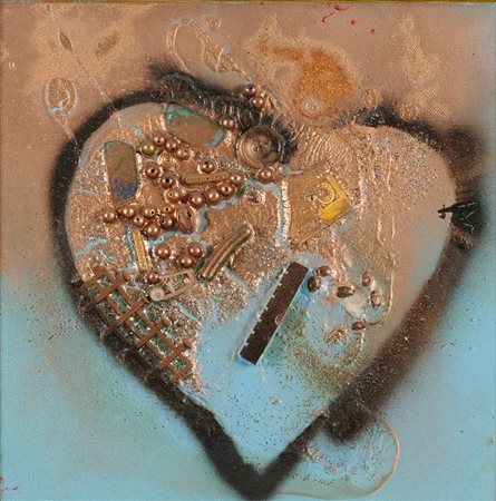 Giosetta Fioroni (Roma, 1932 - ) Cuore Tecnica mista e applicazioni su tela...