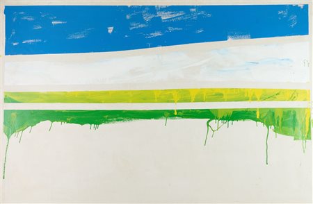 Mario Schifano (Homs, 1934 - Roma, 1998) Grande azzurro 1979-80 Smalto su...