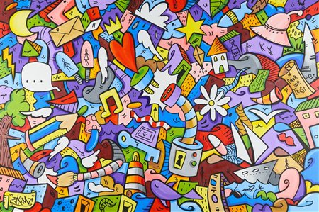 Skim (Firenze, 1985 - ) Essere felici non è facile 2019 Acrilico su tela cm....