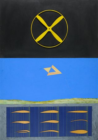 Lucio Del Pezzo (Napoli, 1933 - 2020) Tavola di sintesi 1980 Tecnica mista ed...