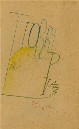 Francesco Cangiullo (Napoli, 1884 - Livorno, 1977) Torri in piazza ( ritratto...