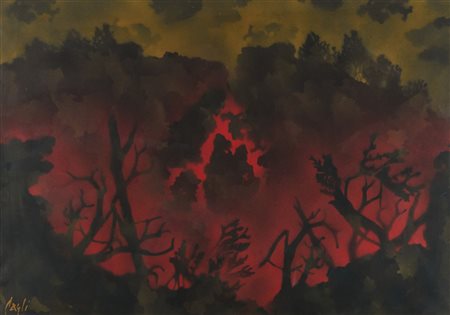 Corrado Cagli (Ancona, 1910 - Roma, 1976) Bosco a Bronte 1971 Olio su tela...