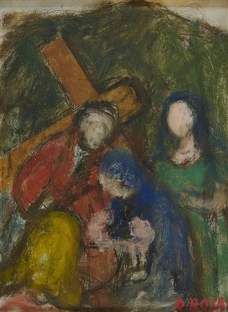 Ottone Rosai (Firenze, 1895 - Ivrea, 1957) Deposizione 1954 Olio su tavola...