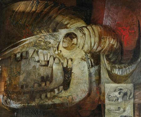 Giuseppe De Gregorio (Spoleto, 1920 - 2007) Bucranio 1970 Olio su tela cm....