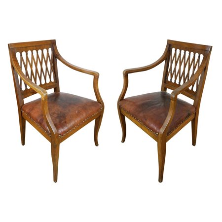 Coppia di poltrone italiane stile, Luigi XVI XIX secolo Altezza x larghezza x...