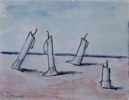 TOMEA FIORENZO (Zoppè di Cadore 1910 - Milano 1960 ) “Candele” Acquerello su...