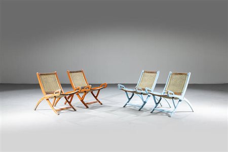 GIO PONTI<BR>Milano 1891 - 1979<BR>Quattro poltroncine pieghevoli mod. Ninfea