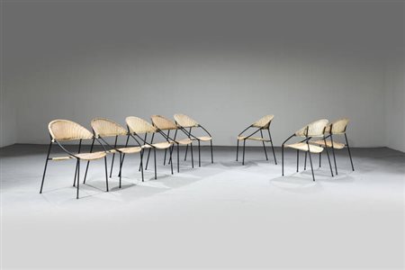 GASTONE RINALDI<BR>Otto poltroncine mod. DU41