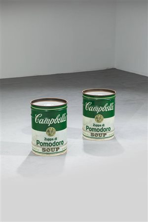DINO GAVINA<BR>Coppia di sgabelli contenitori omaggio ad Andy Warhol