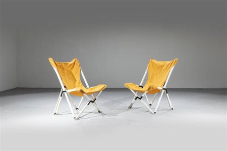 VITTORIANO VIGANO'<BR>Coppia di poltroncine mod. Tripoline