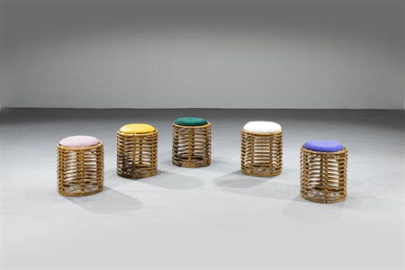 TITO AGNOLI<BR>Set di cinque sgabelli