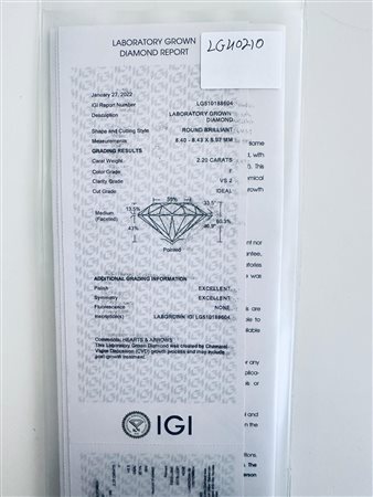 DIAMANTE 2,2 CT F - VS2 - LAB GROWN - IGI - LG40210