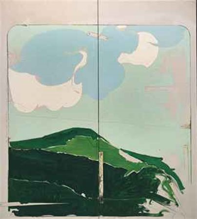 Mario Schifano (1934-1998) Il tratto appenninico (particolare) smalto su due...