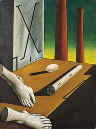 Giorgio de Chirico (1888-1978) Il mistero dell'ortopedico olio su tela cm...