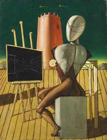 Giorgio de Chirico (1888-1978) Il vaticinatore olio su tela cm 60x46 firmato...