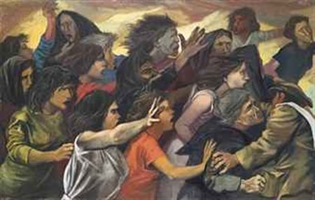 Renato Guttuso (1912-1987) Le donne dei minatori olio su tela cm 141x221...