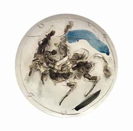 Lucio Fontana (1899-1968) Corrida ceramica policroma diam. cm 39 Realizzata...