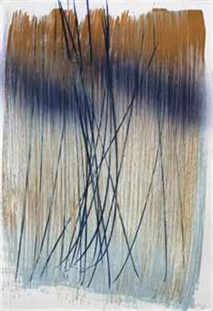 Hans Hartung (1904-1989) T1966-E32 acrilico e pastelli su cartone baritato cm...