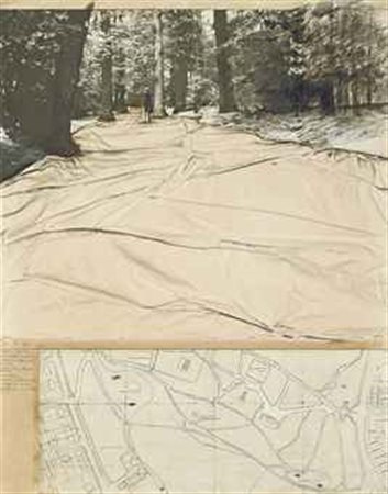Christo (N. 1935) Wrapped Walk Ways: Two Parks Project matita, stoffa,...