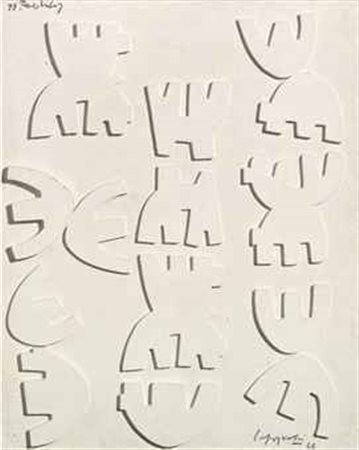 Giuseppe Capogrossi (1900-1972) Superficie 563 rilievo e tempera su faesite...