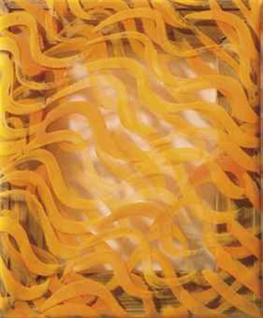 Carla Accardi (1924-2014) Segni arancio vernice su sicofoil cm 30,3x25,2...