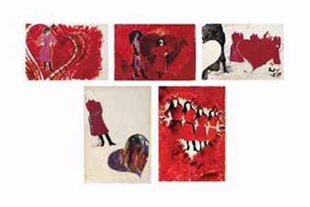 Franco Angeli (1935-1988) Lotto di 5 opere: a) My sister Marina firmato...