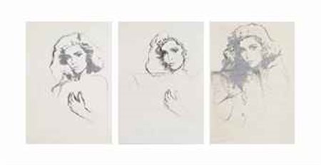 Giosetta Fioroni (N. 1932) Senza titolo (trittico) smalto e matita su carta,...