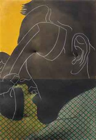 Cesare Tacchi (N. 1940) ...col telefono pittura per stoffe, gommapiuma e tela...