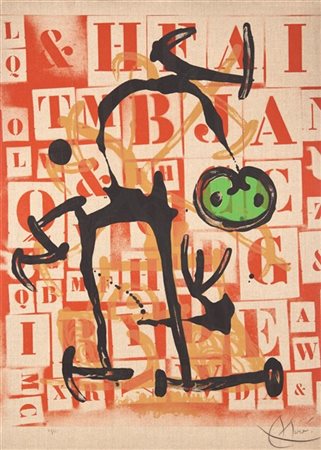 Joan Miró "Le Lettre - Verte" 1969
litografia a colori su tela su carta
cm 84x60