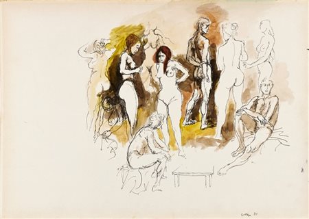 Renato Guttuso "Senza titolo" 1978
china e acquerello su cartoncino
cm 50x70
Fir