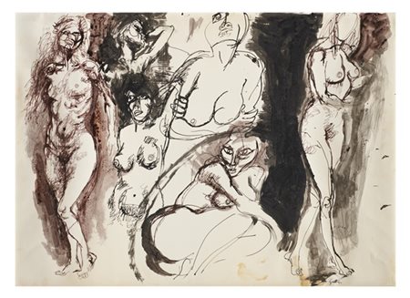 Renato Guttuso "Senza titolo" 1963
china su cartoncino
cm 50,2x69,5
Firmato in b