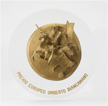 Lucio Fontana "Senza titolo - Premio Biancamano" 
bassorilievo in bronzo applica