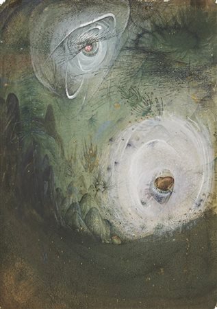 ANTON LEHMDEN "Vollmond" 1950
inchiostro e tecnica mista su carta
cm 29x20
Firma