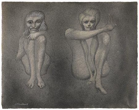 JAN LEBENSTEIN "Les deux ages" 1971
tecnica mista su carta
cm 50x64
Firmato e da
