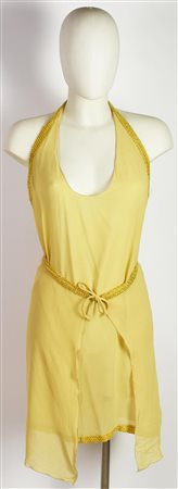 Alberta Ferretti TOP DESCRIPTION: Yellow braided top with sequin detail. Size...