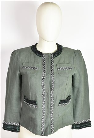 Etro LINEN JACKET DESCRIPTION: Short linen jacket with hand-embroidered...