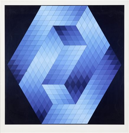 Victor Vasarely (Pecs, 1906 - Parigi, 1997) Gestalt blue, (1970) Serigrafia a...