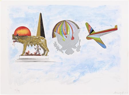 Franco Angeli (Roma, 1935 - 1988) Senza titolo Serigrafia a colori, es. 81/99...