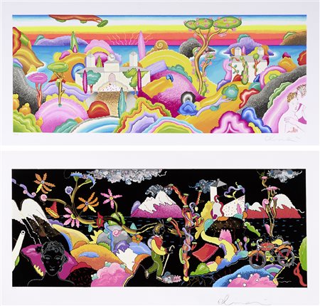 Luca Alinari (Firenze, 1943 - 2019) Due grafiche A) Viaggio sulla scogliera,...