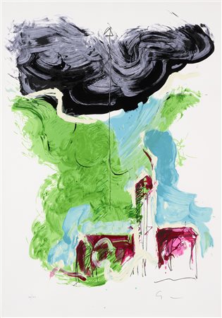 Mario Schifano (Homs, 1934 - Roma, 1998) Paesaggio Serigrafia polimaterica,...