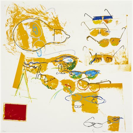 Mario Schifano (Homs, 1934 - Roma, 1998) Case + chiese Litografia su carta,...