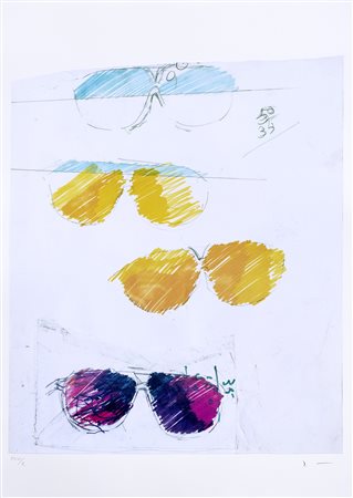 Mario Schifano (Homs, 1934 - Roma, 1998) Occhiali, (1997) Serigrafia, es....