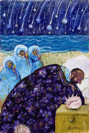 Antonio Possenti (Lucca, 1933 - 2016) Il sogno Olio su compensato cm. 30x20...